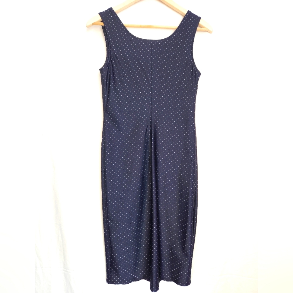 Christian Dior Coordonnes Vintage Slip Dress, Size 40, Navy/White Polka Dots - Picture 3 of 7